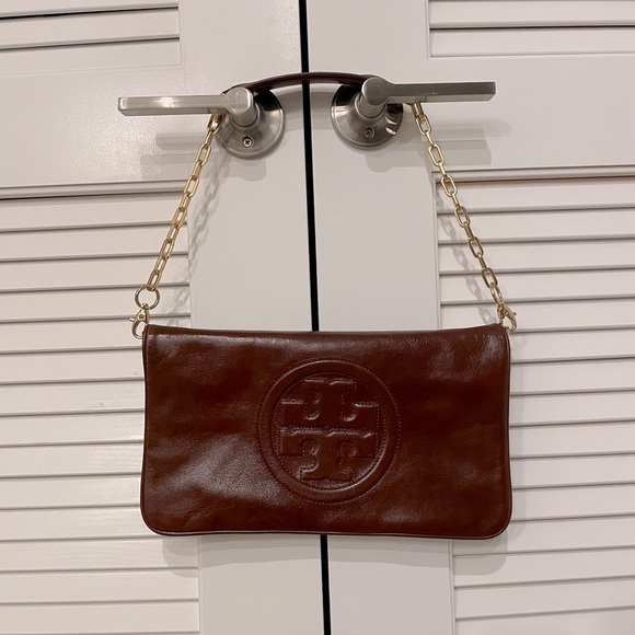 Tory Burch Reva Bombe Clutch Chocolate Brown - Picture 2 of 10